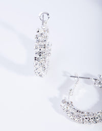 Silver Mini Hoop Cup Chain Earrings - link has visual effect only