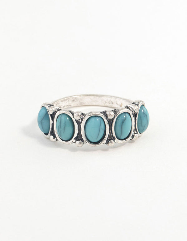 Silver Oval Turquoise Stone Ring