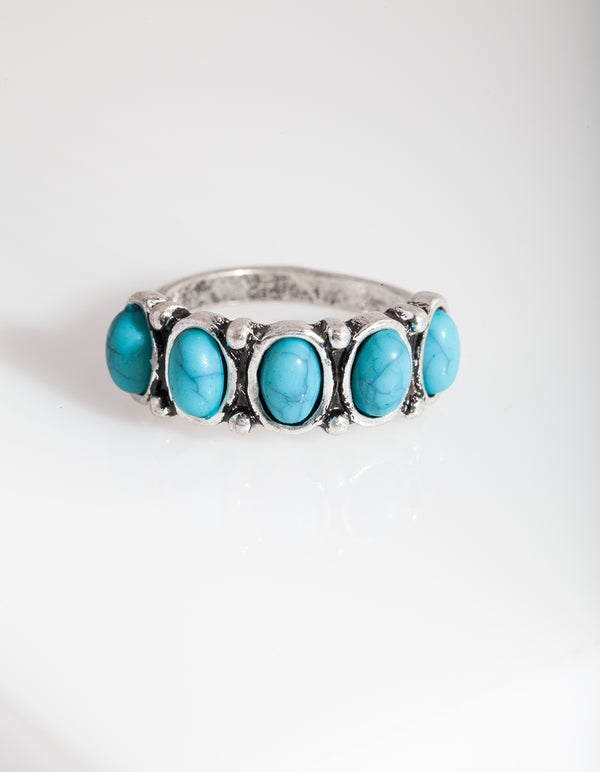Silver Oval Turquoise Stone Ring