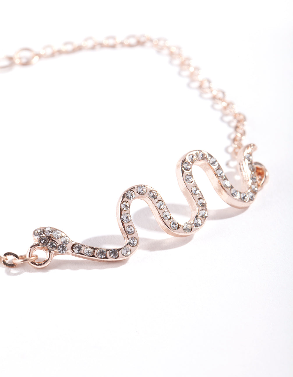 Rose Gold Diamante Snake Bracelet