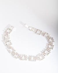 Silver Diamante Square Bracelet - link has visual effect only