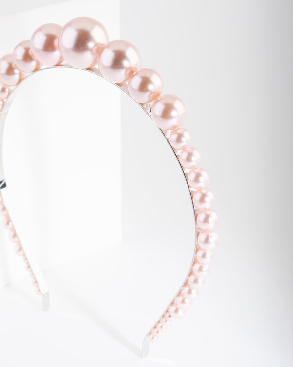 Silver Blush Pearl Graduated Ball Headband