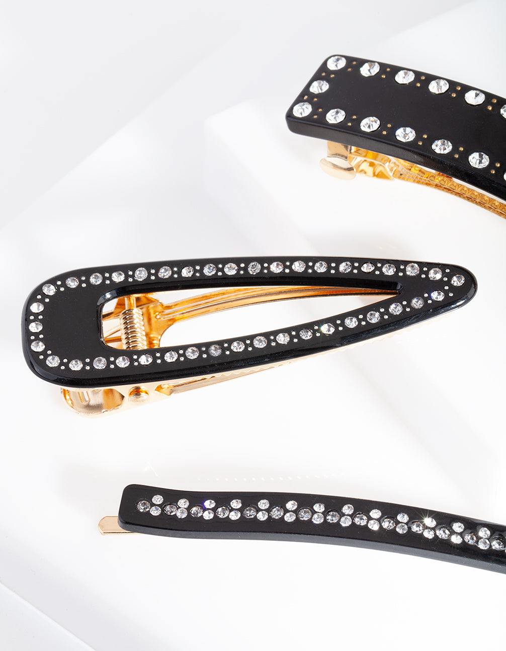 Black Diamante Multi Hair Clip Pack