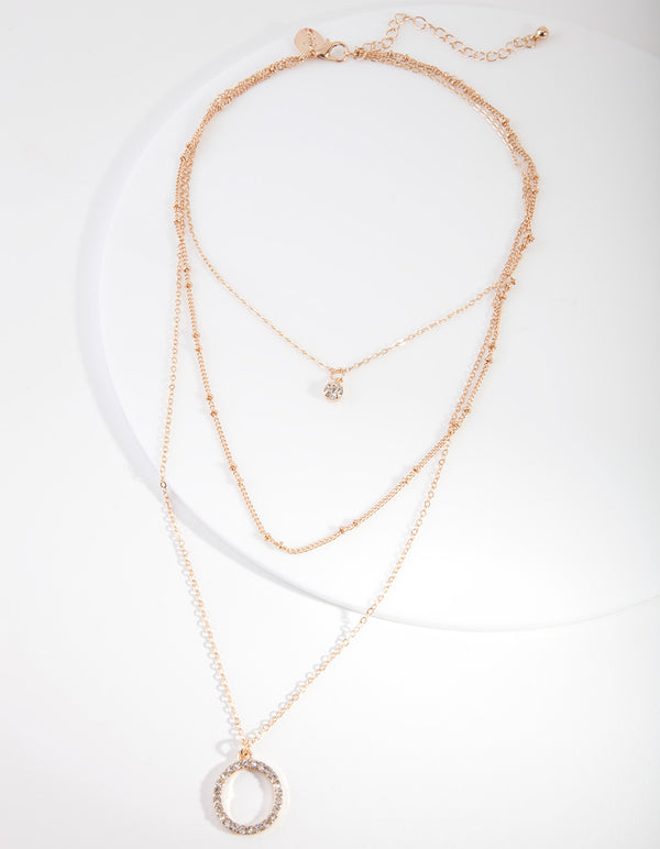 Gold Diamante Circle Necklace