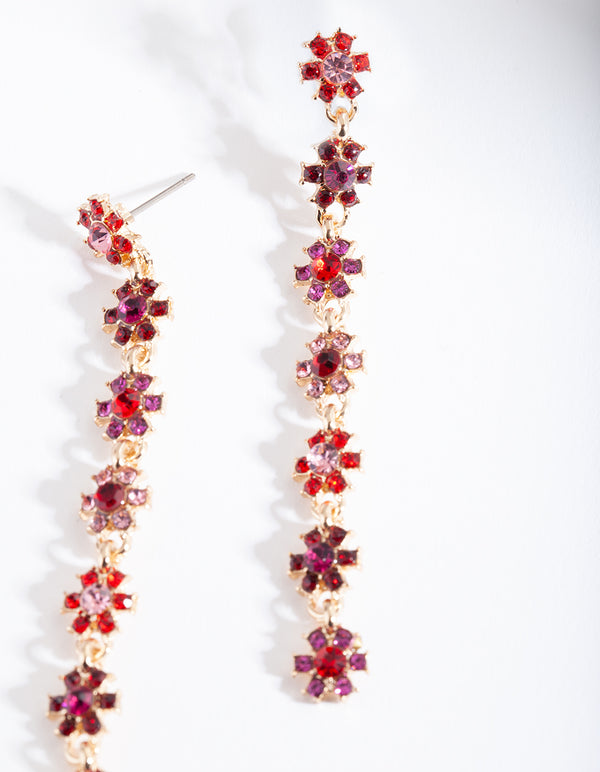 Red Daisy Chain Earrings