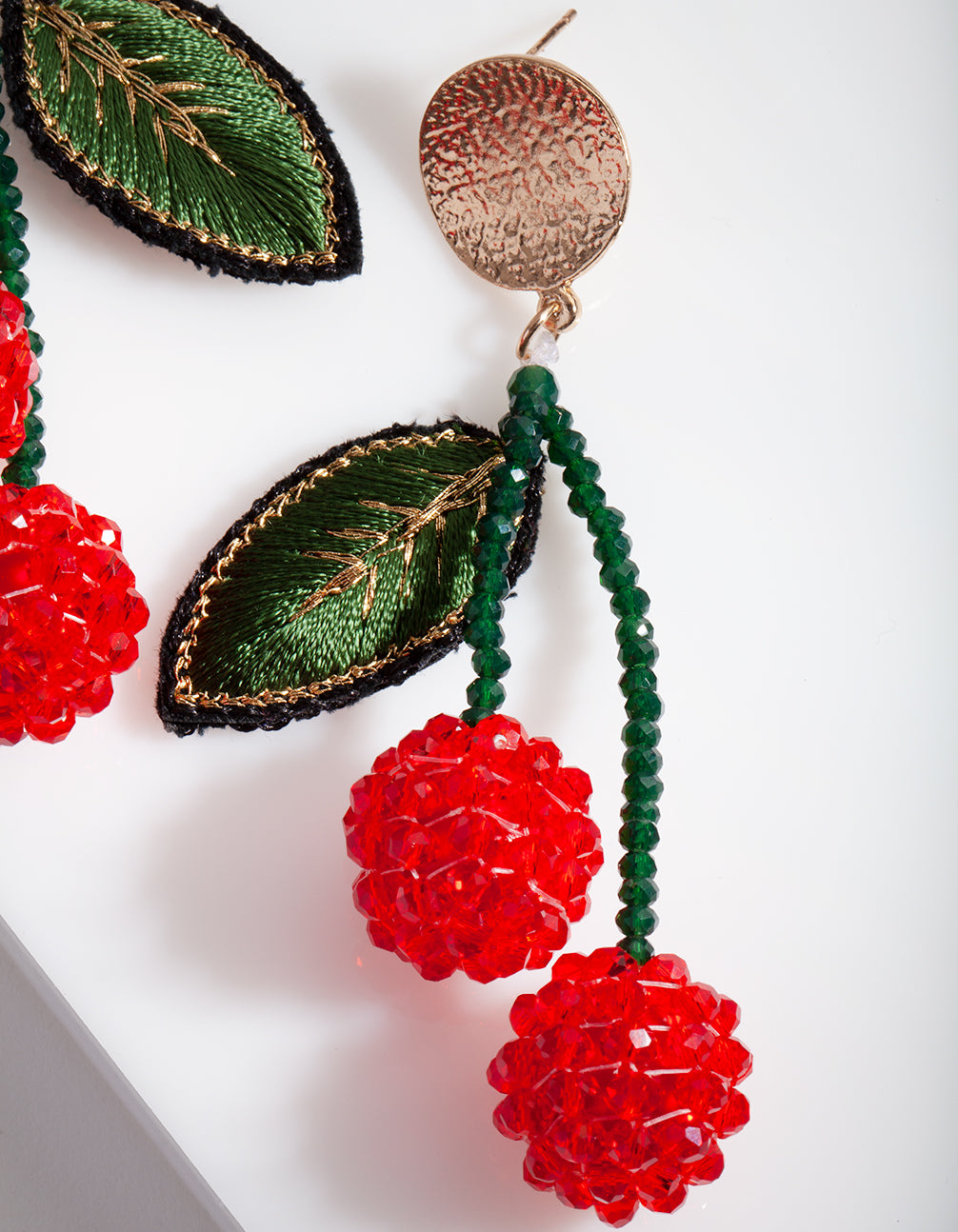 Beaded Cherry Drop Earrings
