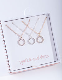 Mixed Metal Diamante Circle Necklace Pack - link has visual effect only
