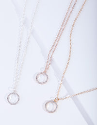 Mixed Metal Diamante Circle Necklace Pack - link has visual effect only