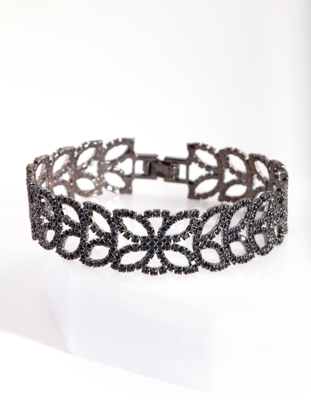 Navy Diamante Petal Motif Bracelet