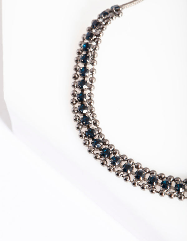 Gunmetal Crystal Toggle Bracelet