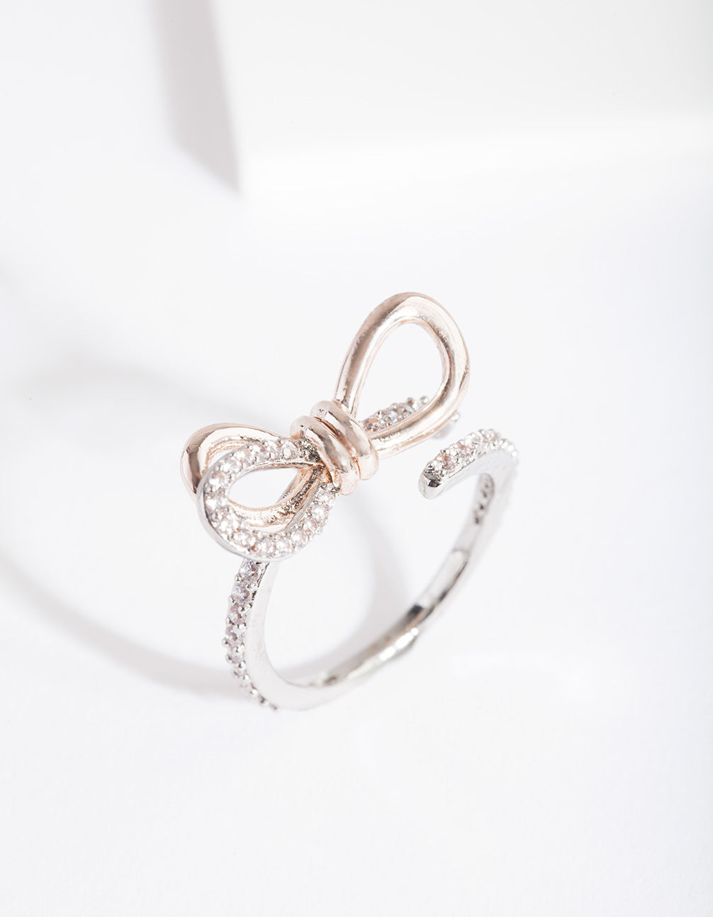Mixed Metal Cubic Zirconia Open Bow Ring