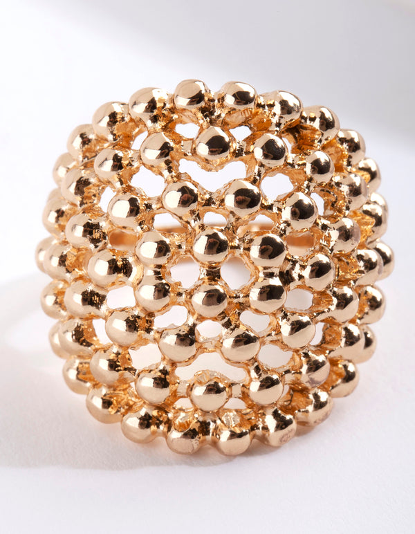 Gold Textured Ball Ring