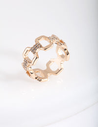 Gold Open Hexagon Chain Ring - link has visual effect only