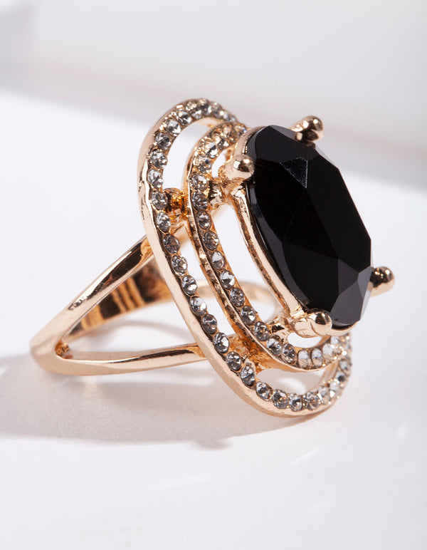 Black Gold Oval Ring