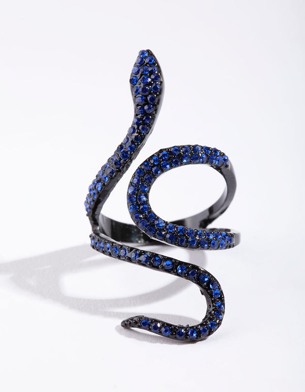 Blue Diamante Snake Ring