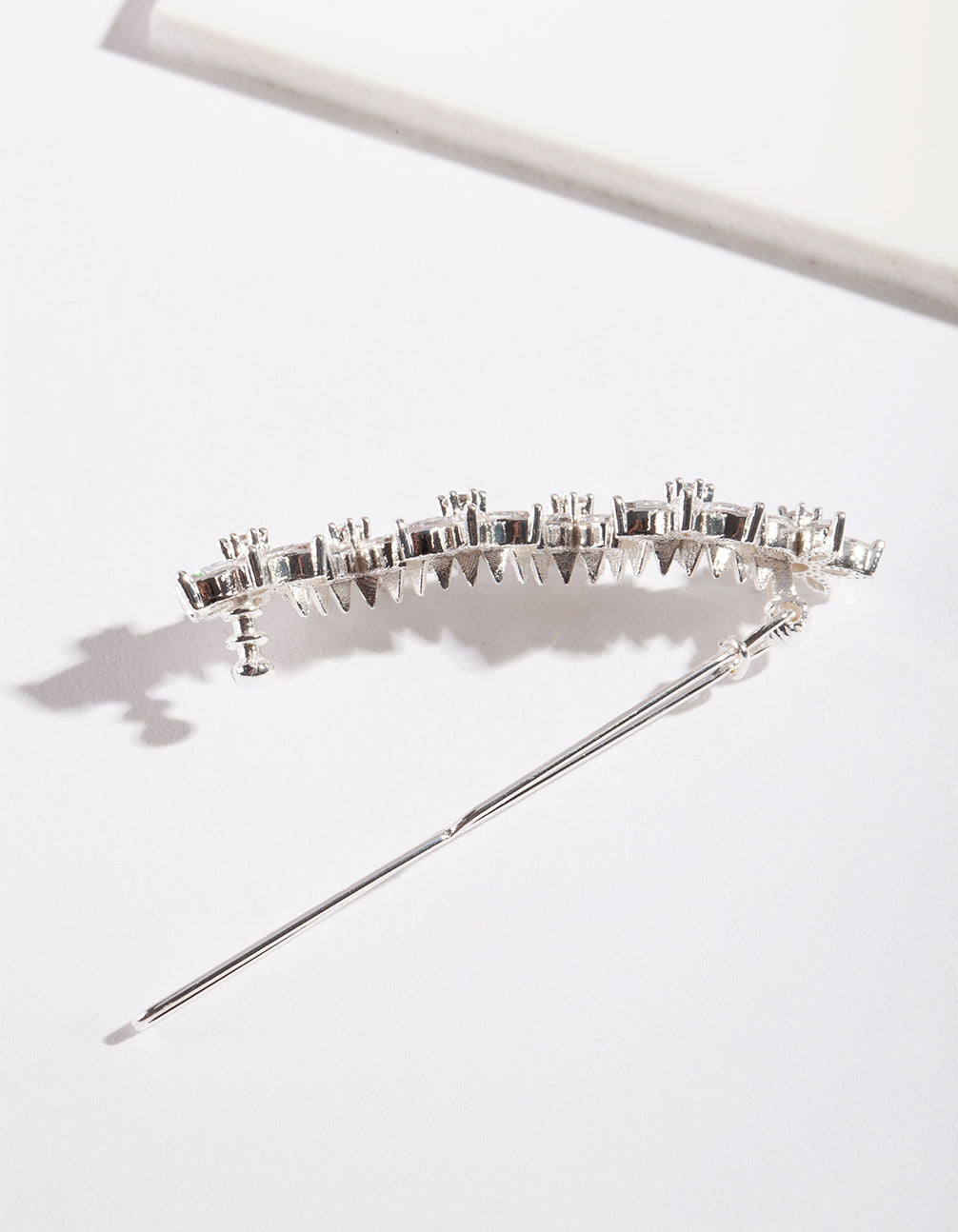 Silver Cubic Zirconia Flower Clip