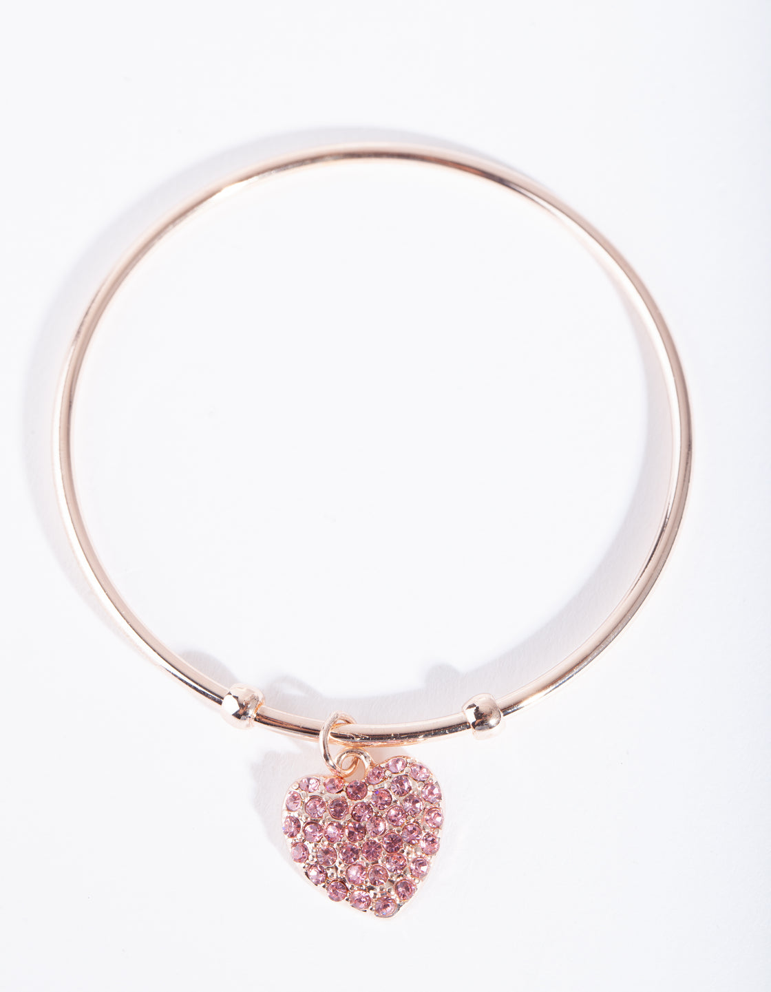 Kids Rose Gold Diamante Heart Bangle