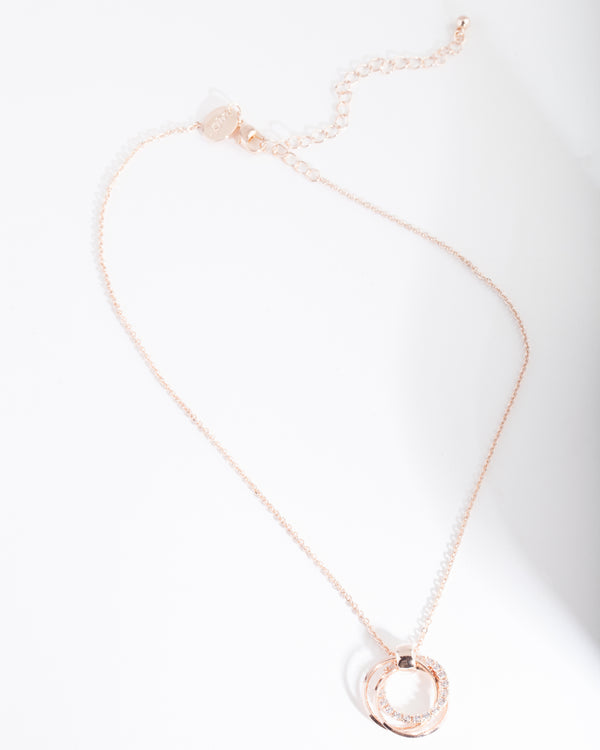 Rose Gold Cubic Zirconia Ring Necklace
