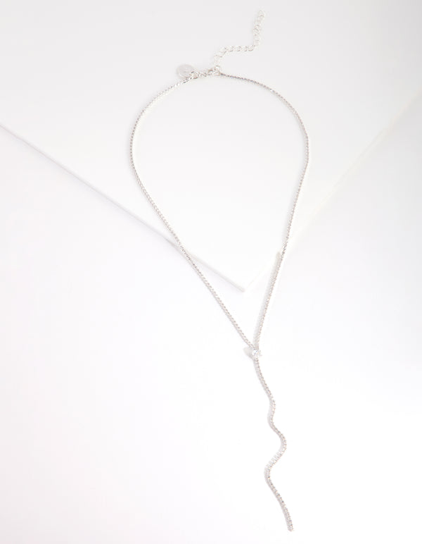 Cubic Zirconia Silver Y-Neck Necklace