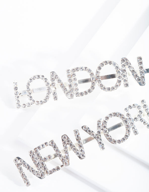 Diamante London New York Hair Pin Pack