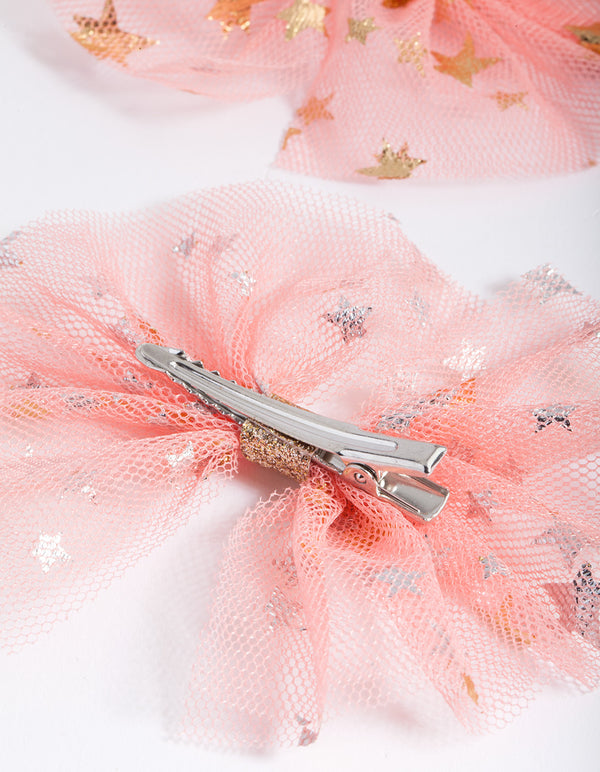 Kids Star Tulle Bow Hair Clip Pack