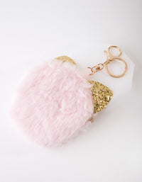 Kids Pink Cat Fluffy Keyring - link has visual effect only