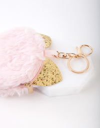 Kids Pink Cat Fluffy Keyring - link has visual effect only