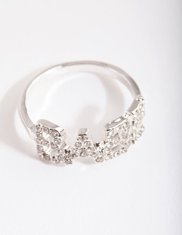 Silver Diamante Babe Ring