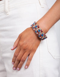 Red Cluster Stone Stretch Bracelet - link has visual effect only