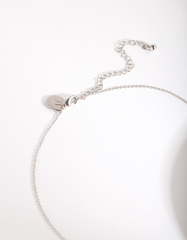 Silver Cubic Zirconia Flower Trapezoid Necklace