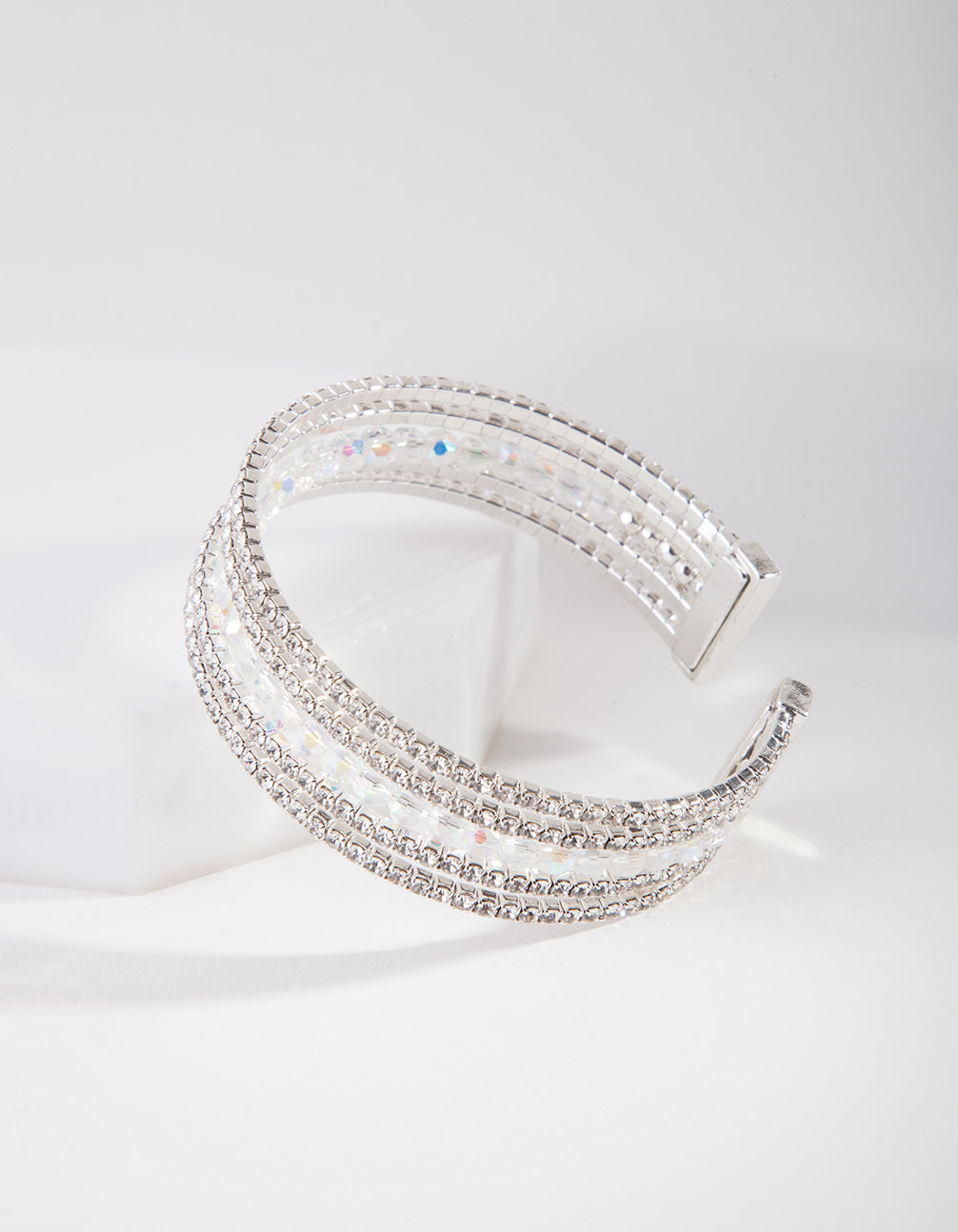 Silver Faceted Cuff Bracelet