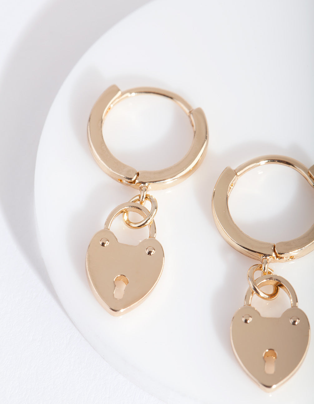 Gold Heart Padlock Huggie Earring