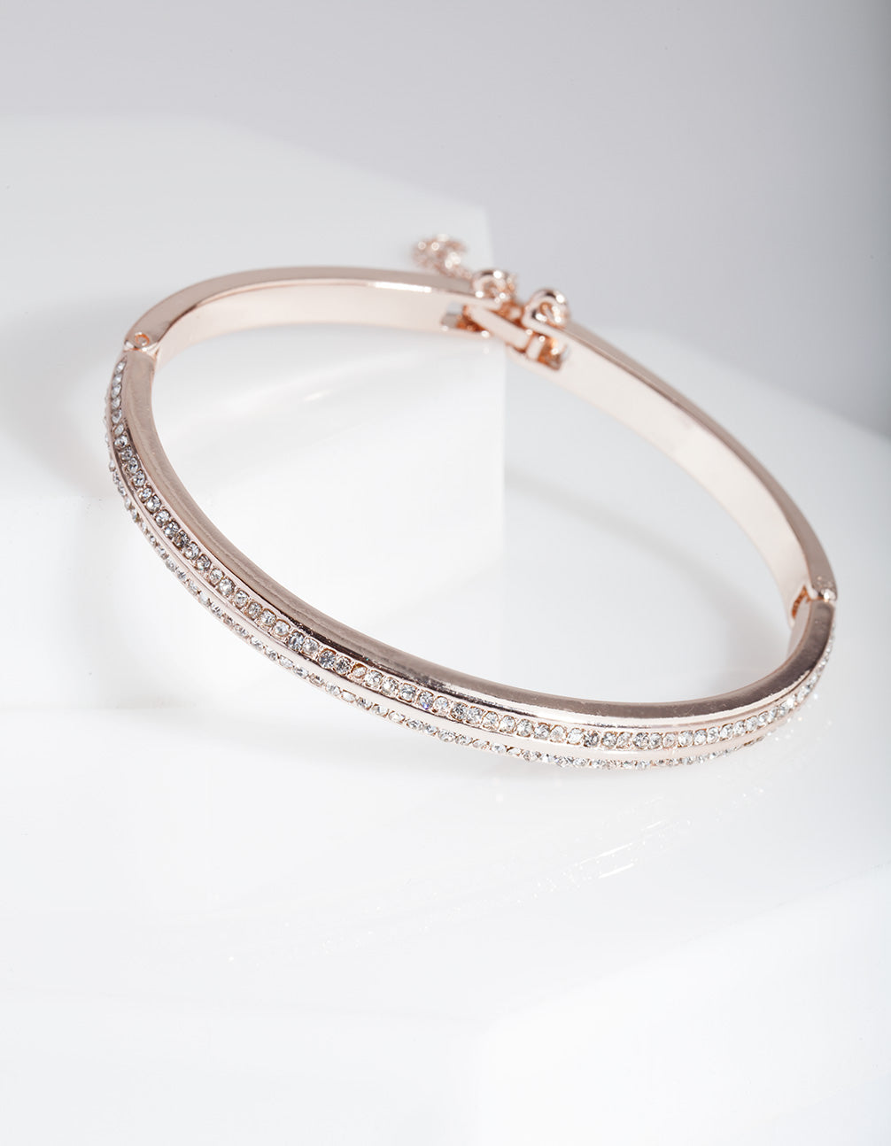 Rose Gold 2 Row Diamante Hinge Bracelet