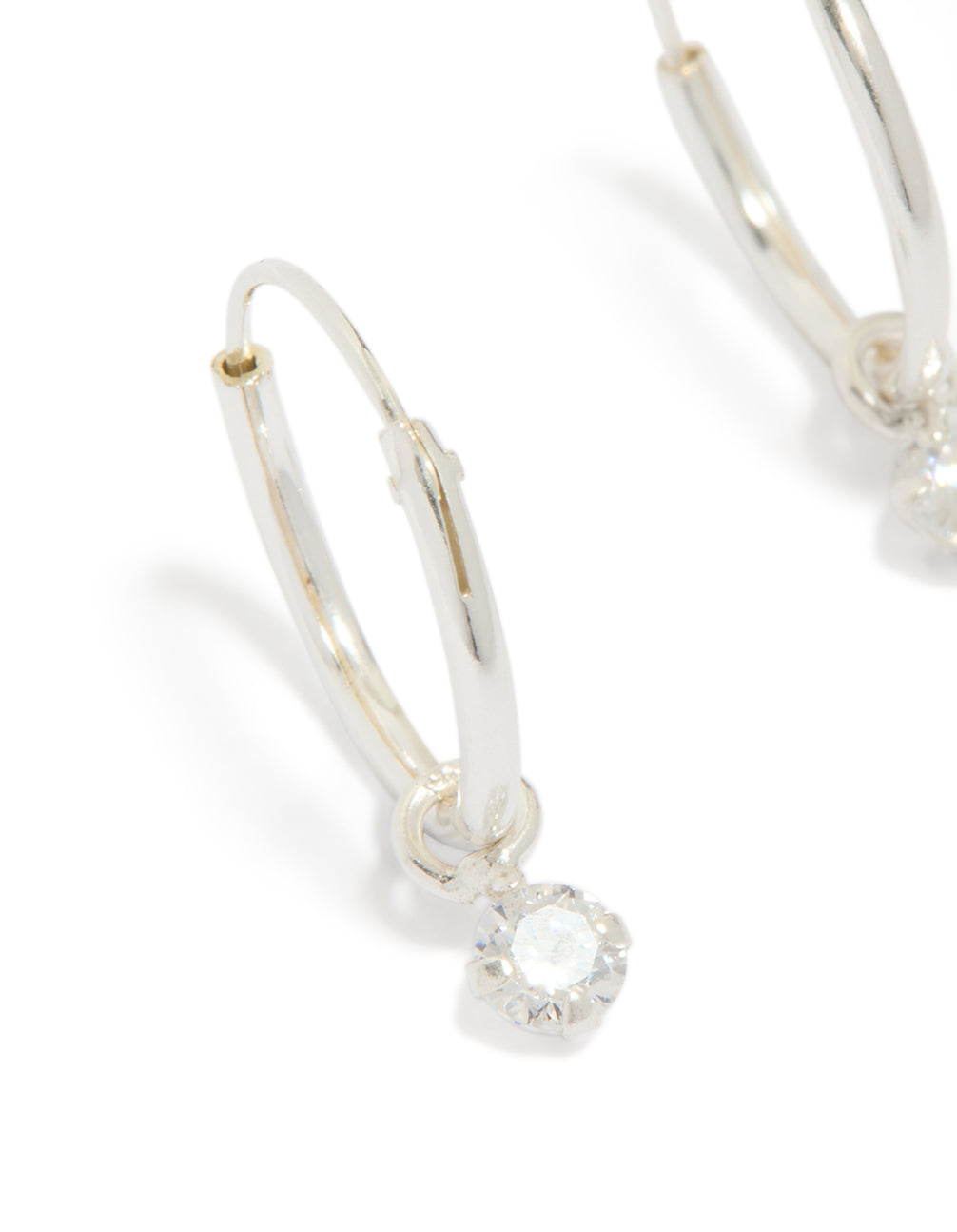 Sterling Silver Diamante Dangle Hoop Earrings