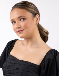 Gold Plated Sterling Silver Freshwater Pearl Dangle Hoop Earring - link has visual effect only