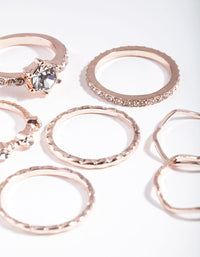 Rose Gold Crystal Mixed Ring 7-Pack - link has visual effect only