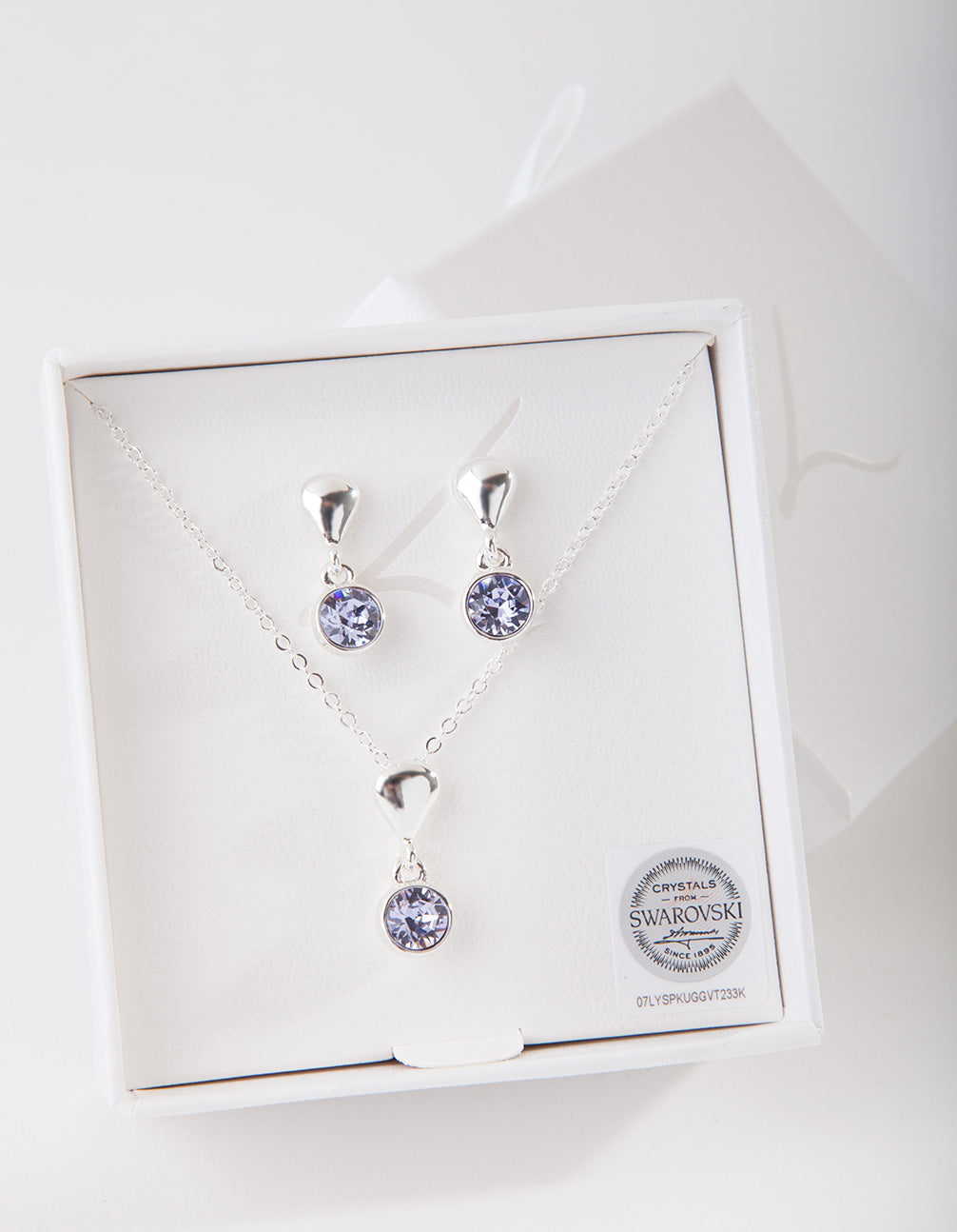Purple Diamond Simulant Necklace & Earrings Set
