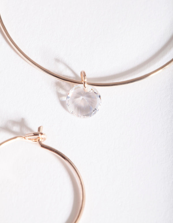 Rose Gold Diamante Hoop Earring Pack