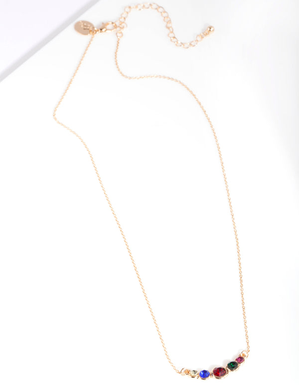 Gold 5 Diamante Smile Necklace
