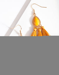 Yellow Triple Tassel Earrings - link has visual effect only