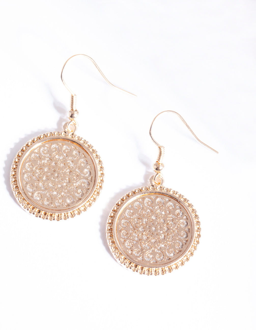 Gold Filigree Disc Earrings