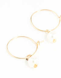 Gold 3mm Pearl Hoop Earrings - link has visual effect only