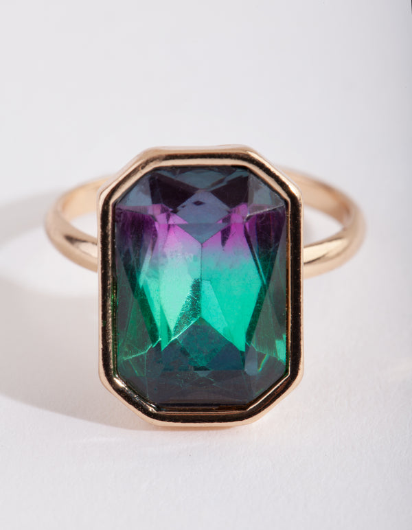 Gold Blue Ombre Ring