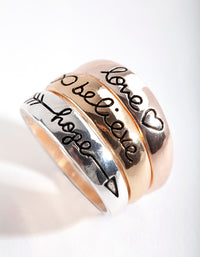 Mixed Metal Cute Word 3 Stack Ring Pack - link has visual effect only