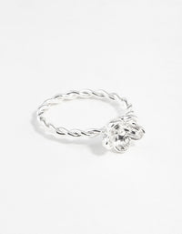 Silver Twist Band Flower Ring - link has visual effect only