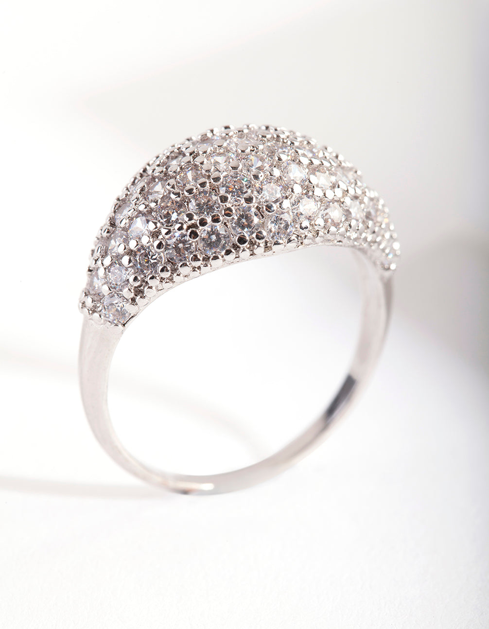 Silver Cubic Zirconia Pave Dome Ring