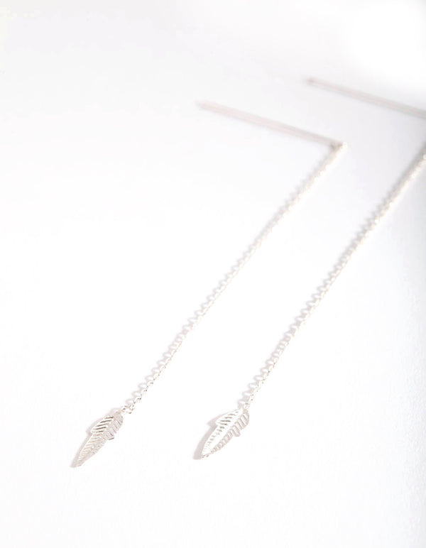 Sterling Silver Faux Feather Thread Through Earrings