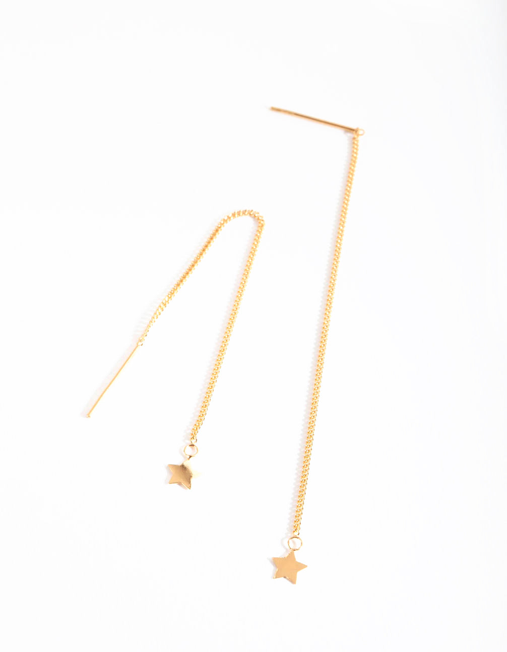 Gold Plated Sterling Silver Star Thread Through Earrings