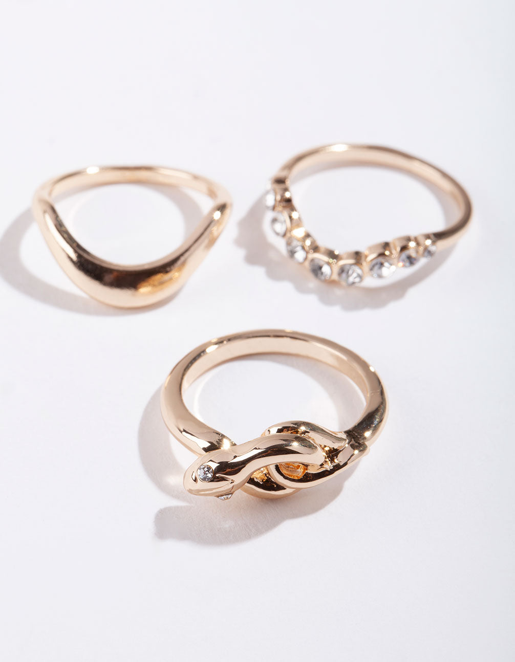 Gold Knot Snake Ring Pack