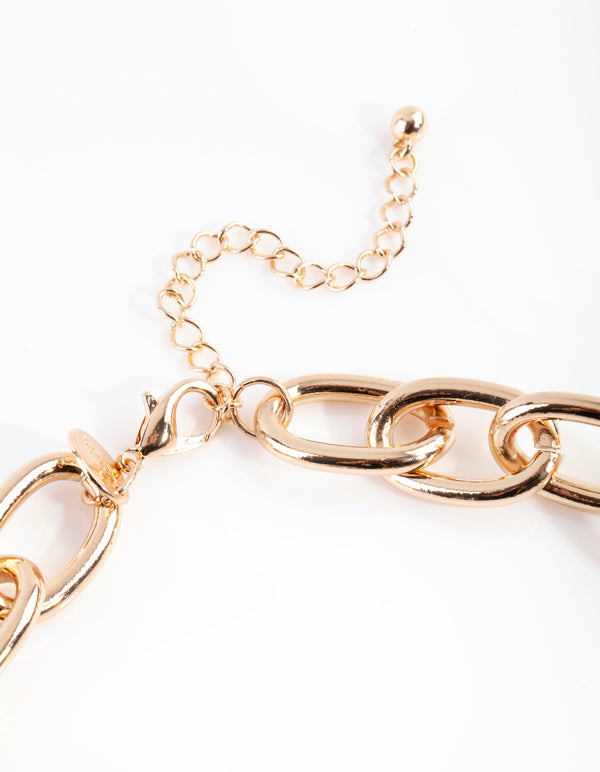 Gold Chunky Diamante Link Necklace